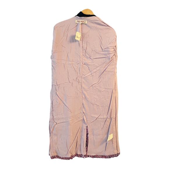 FREE PEOPLE Ella Duster Sequin Purple Combo Black Trim Jacket XS/S Oversized NWT - Picture 8 of 13